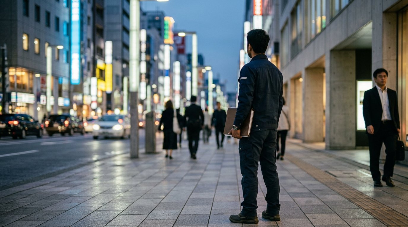 Skilled worker on Japan's SSW visa 2026 in a Japanese city