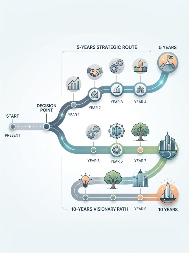 Timeline infographic path splitting 202607131546
