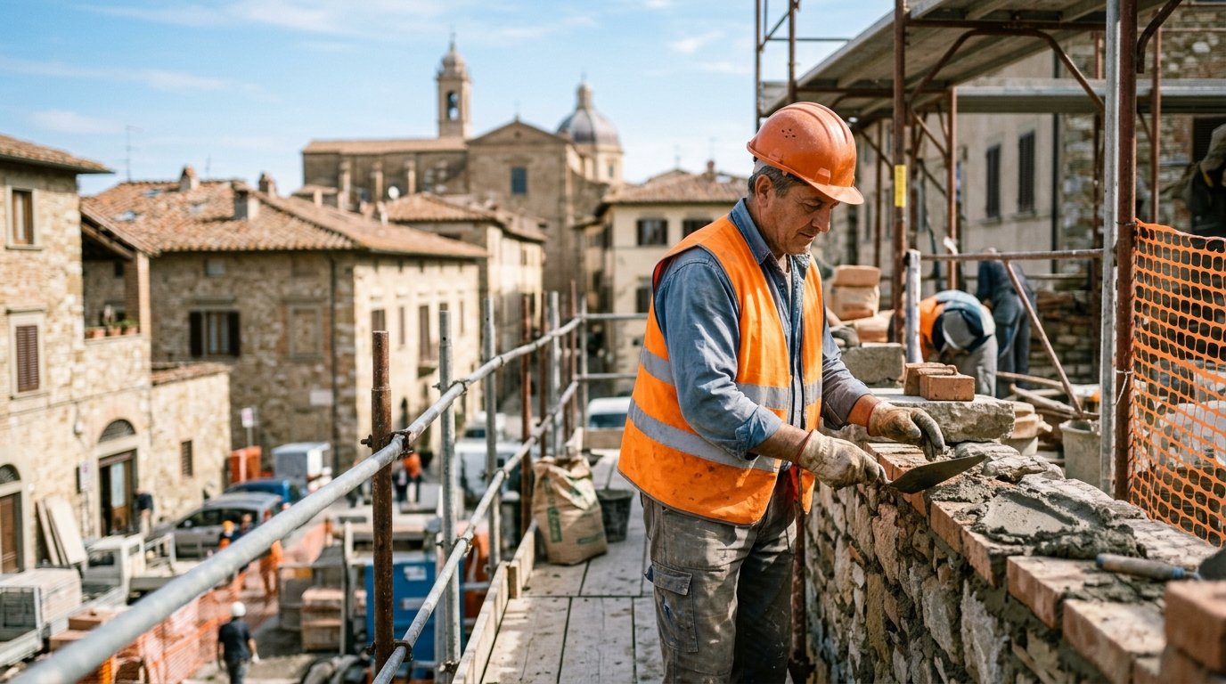 Construction worker in Italy — Decreto Flussi 2027 opens 165,850 work places