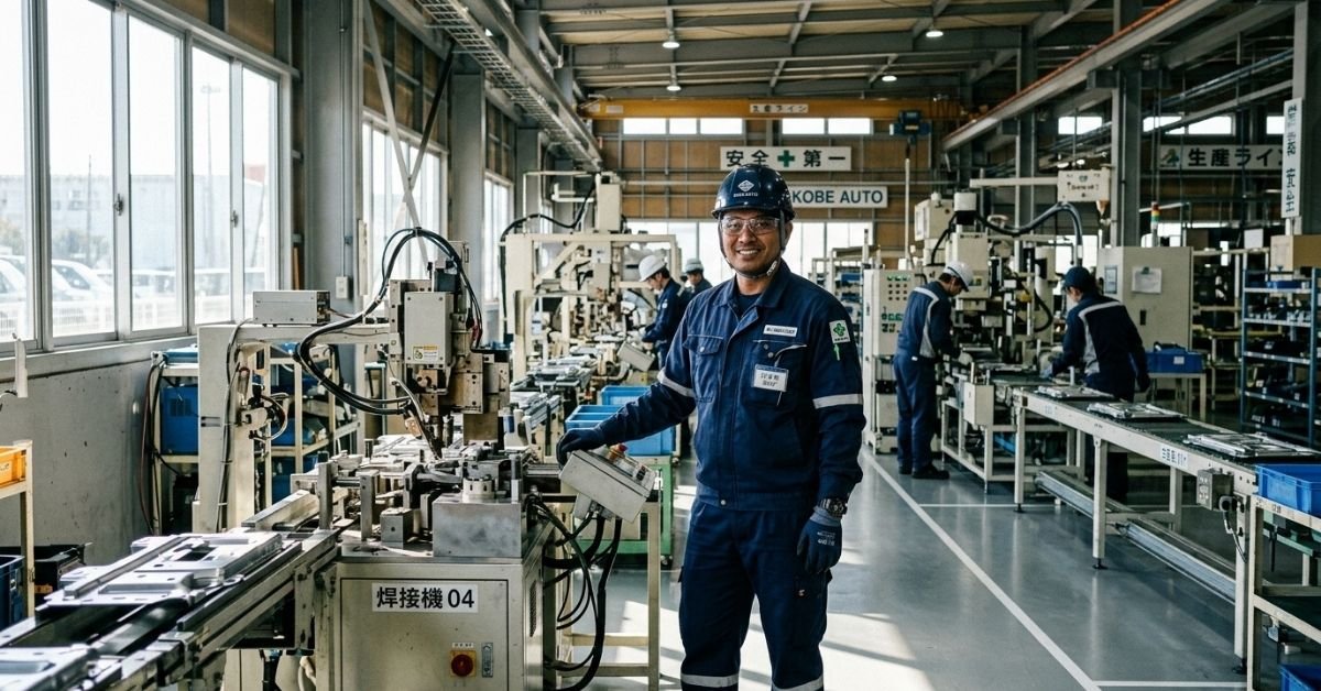 Foreign worker in a Japanese factory illustrating visa sponsorship jobs in Japan 2026