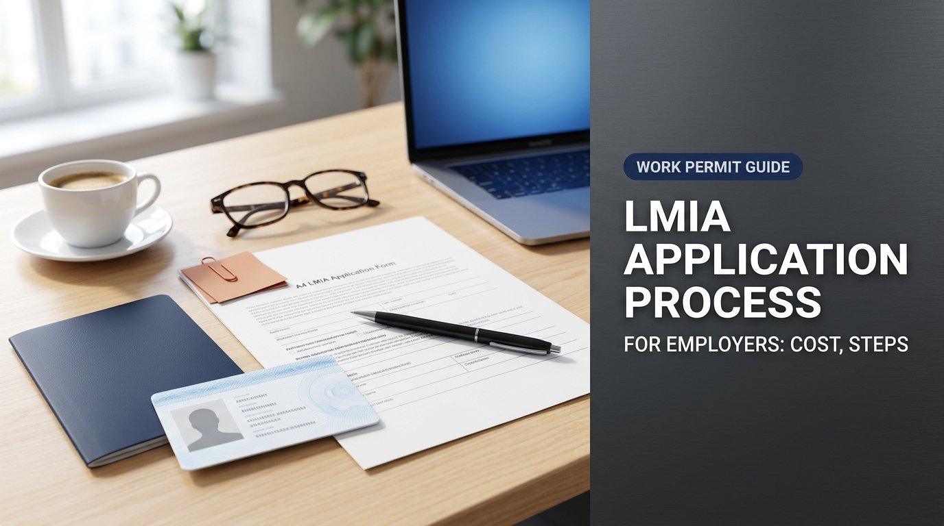 LMIA application process for employers — work permit and visa documents on an office desk