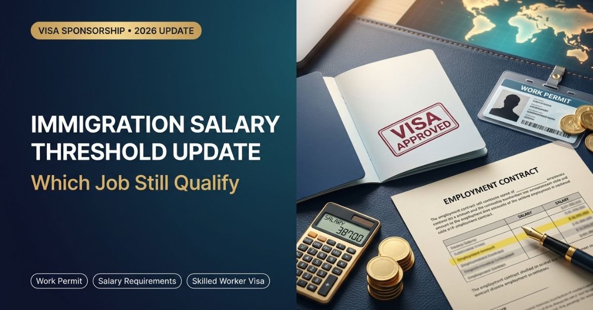 Immigration salary threshold update with visa sponsorship and work permit documents